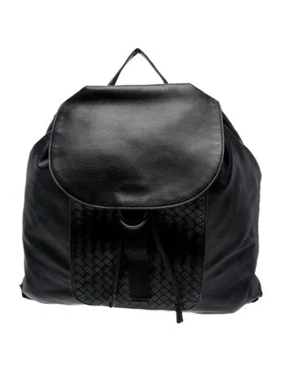 Pre-owned Bottega Veneta Intrecciato Backpack In Black