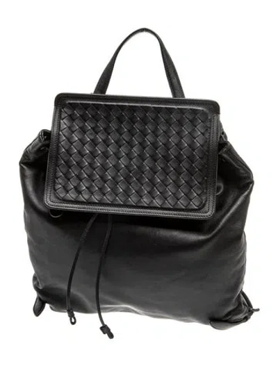 Pre-owned Bottega Veneta Intrecciato Backpack In Black