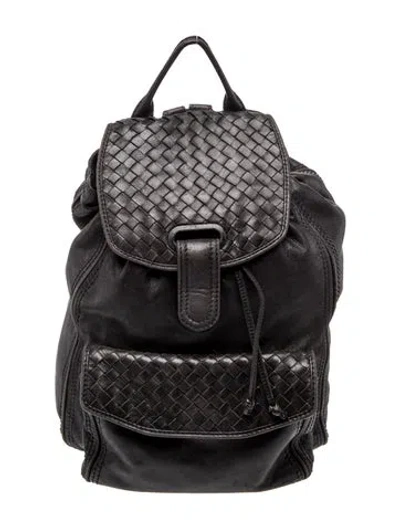 Pre-owned Bottega Veneta Intrecciato Backpack In Black