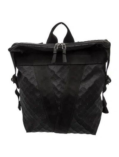Pre-owned Bottega Veneta Intrecciato Backpack In Black