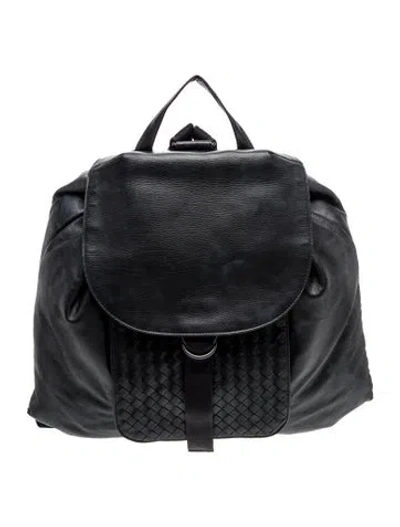 Pre-owned Bottega Veneta Intrecciato Backpack In Black