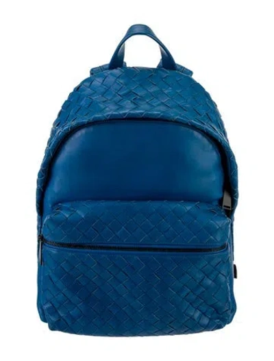 Pre-owned Bottega Veneta Intrecciato Backpack In Blue