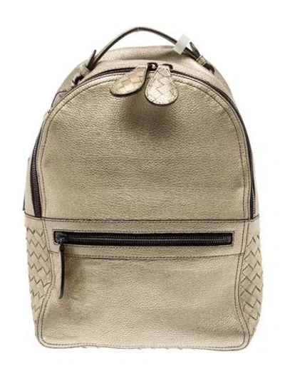Pre-owned Bottega Veneta Intrecciato Backpack In Gold