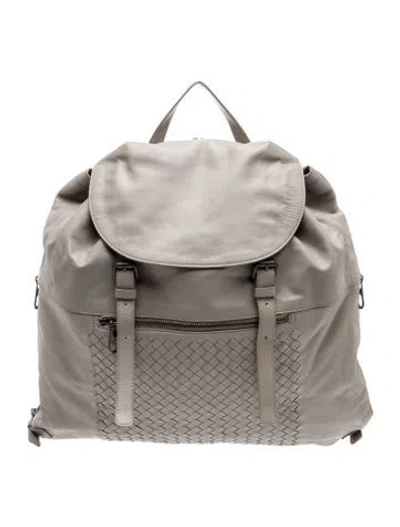 Pre-owned Bottega Veneta Intrecciato Backpack In Gray
