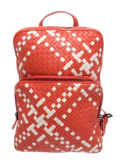 Pre-owned Bottega Veneta Intrecciato Backpack In Red