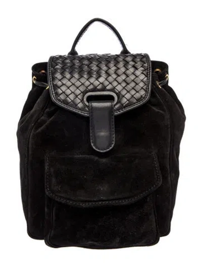 Pre-owned Bottega Veneta Intrecciato Backpack Vintage In Black