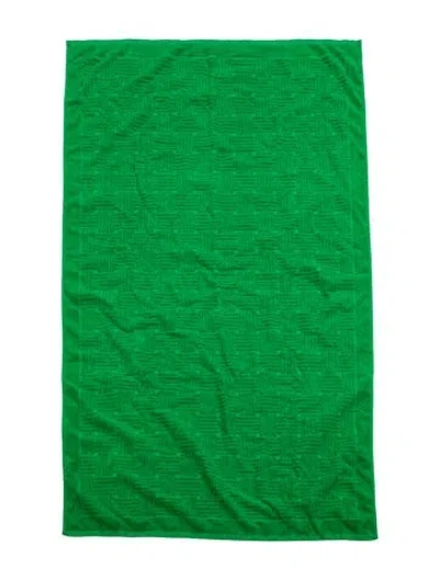 Pre-owned Bottega Veneta Intrecciato Beach Towel In Green