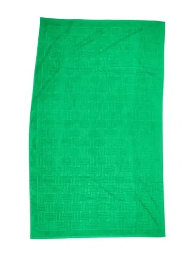 Pre-owned Bottega Veneta Intrecciato Beach Towel In Green