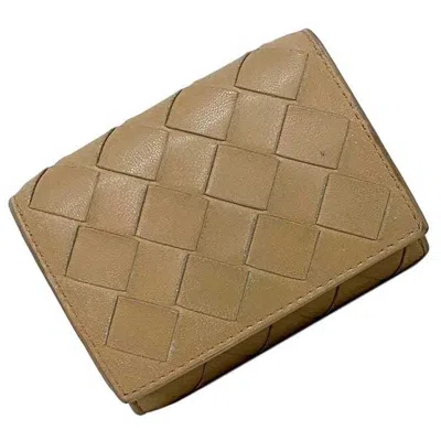 Pre-owned Bottega Veneta Intrecciato Beige Intrecciato Wallet (tri-fold) ()