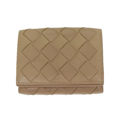 Pre-owned Bottega Veneta Intrecciato Beige Leather Wallet  () In Sand