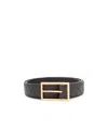 Bottega Veneta 4cm Reversible Intrecciato Leather Belt In Black