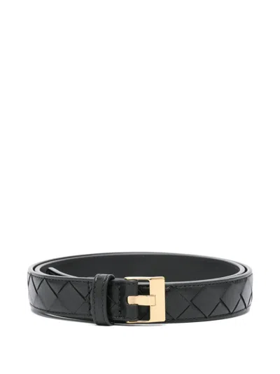 Pre-owned Bottega Veneta Intrecciato Belt In Black