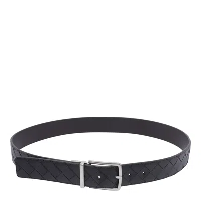 Bottega Veneta Intrecciato Belt In Black