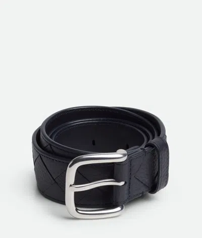 Bottega Veneta Intrecciato Belt In Blue