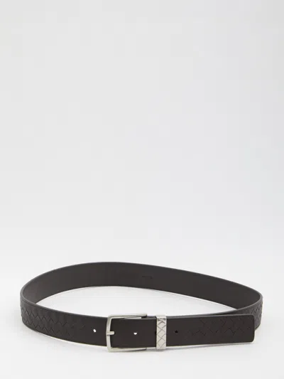 Bottega Veneta Intrecciato Belt In Black