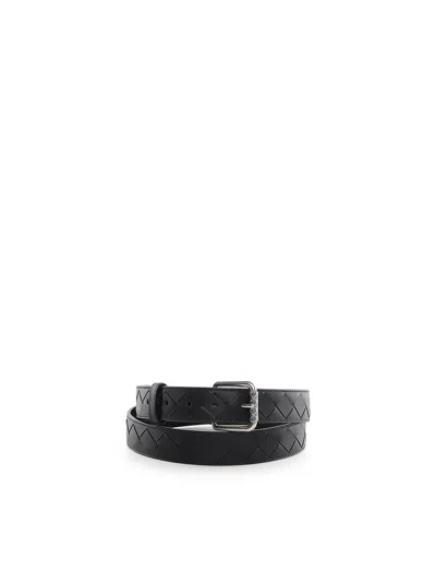 Bottega Veneta Intrecciato Belt In Neutral