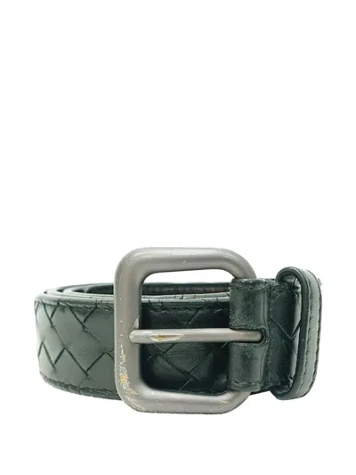 Pre-owned Bottega Veneta Intrecciato Belt In Black