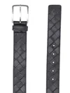 Bottega Veneta Intrecciato Leather Belt In Black