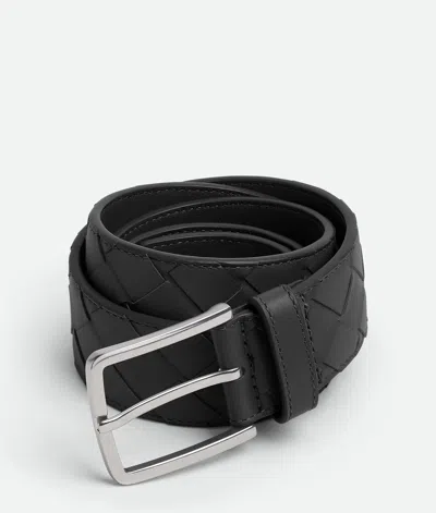 Bottega Veneta Intrecciato Belt In Black