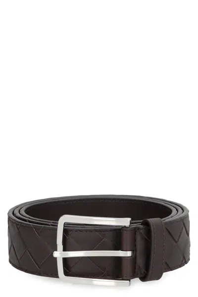 Bottega Veneta Intrecciato Belt In Brown