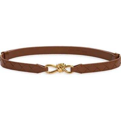 Bottega Veneta Intrecciato Belt In Brown