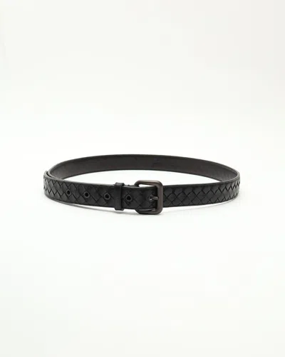 Bottega Veneta Intrecciato Belt, Size 100 In Black