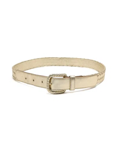 Pre-owned Bottega Veneta Intrecciato Belt, Size 75 In Gold