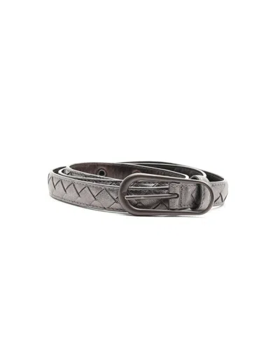 Bottega Veneta Intrecciato Belt, Size 85 In Gray