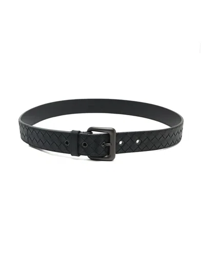 Pre-owned Bottega Veneta Intrecciato Belt, Size 95 In Black