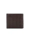 Bottega Veneta Men Leather Wallet With Intrecciato Motif In Black