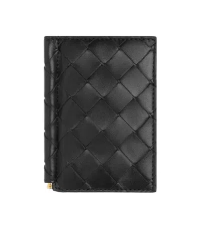 Bottega Veneta Intrecciato Bi-fold Long Wallet In Black
