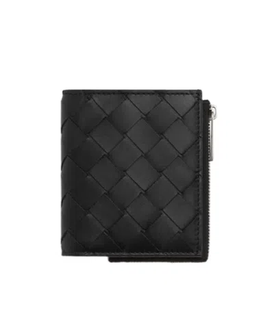 Bottega Veneta Intrecciato Bi-fold Wallet In Black