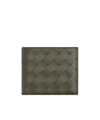 Bottega Veneta Intrecciato Bi-fold Wallet In Green