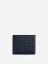Bottega Veneta Intrecciato Leather Bi-fold Wallet In Midnight Blue