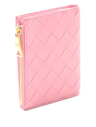 Pre-owned Bottega Veneta Intrecciato Bi-fold Wallet In Pink
