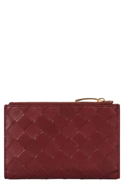 Bottega Veneta Intrecciato Bi-fold Wallet In Red