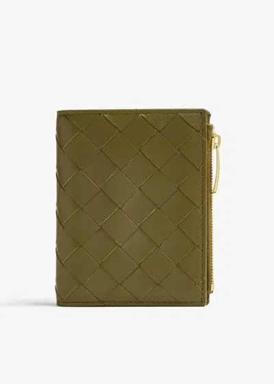 Bottega Veneta Intrecciato Bi-fold Wallet In Orange