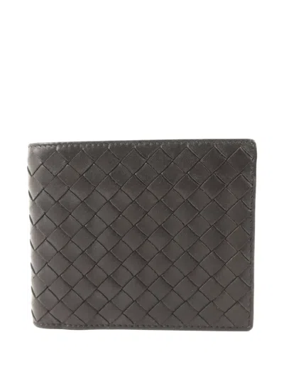 Pre-owned Bottega Veneta Intrecciato Bifold Wallet In Black
