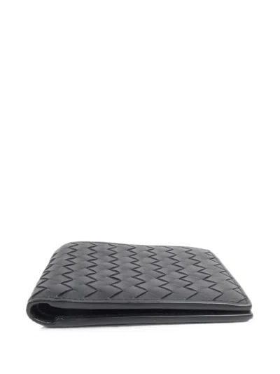 Pre-owned Bottega Veneta Intrecciato Bifold Wallet In Black