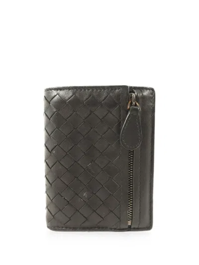 Pre-owned Bottega Veneta Intrecciato Bifold Wallet In Black