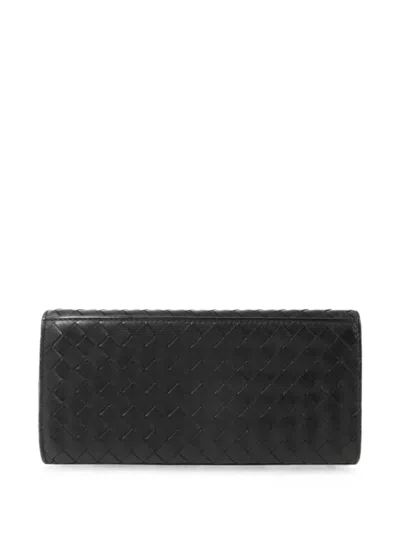 Pre-owned Bottega Veneta Intrecciato Bifold Wallet In Black
