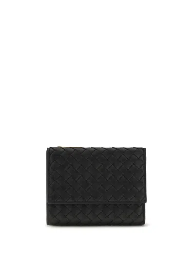 Bottega Veneta Intrecciato Bifold Wallet In Black