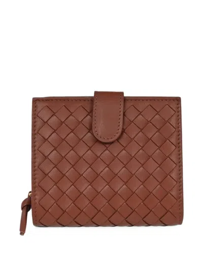 Pre-owned Bottega Veneta Intrecciato Bifold Wallet In Brown