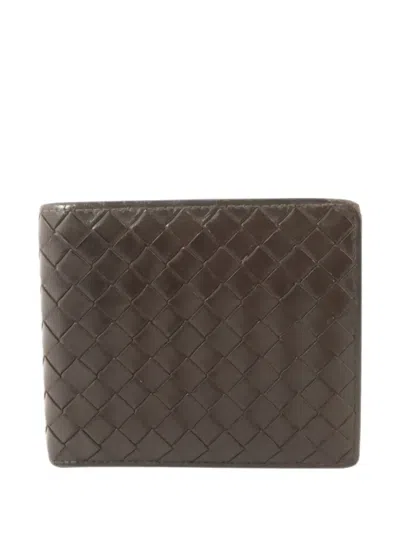 Pre-owned Bottega Veneta Intrecciato Bifold Wallet In Brown
