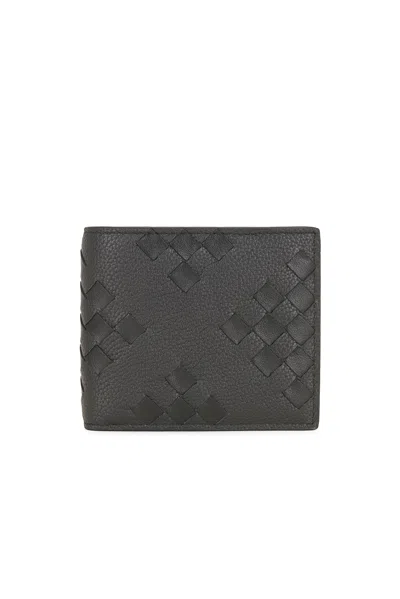 Bottega Veneta Intrecciato Bi-fold Wallet Diamonds Dover In Black