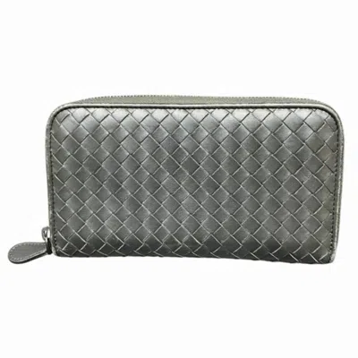 Pre-owned Bottega Veneta Intrecciato Black Intrecciato Long Wallet (bi-fold) ()