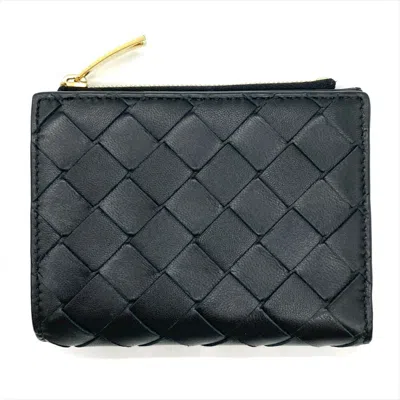 Pre-owned Bottega Veneta Intrecciato Black Intrecciato Wallet (bi-fold) ()