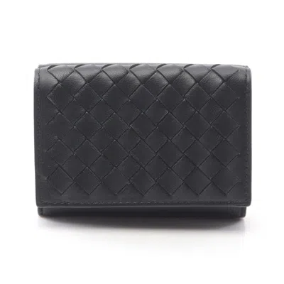 Pre-owned Bottega Veneta Intrecciato Black Intrecciato Wallet (tri-fold) ()