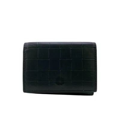 Pre-owned Bottega Veneta Intrecciato Black Intrecciato Wallet (tri-fold) ()
