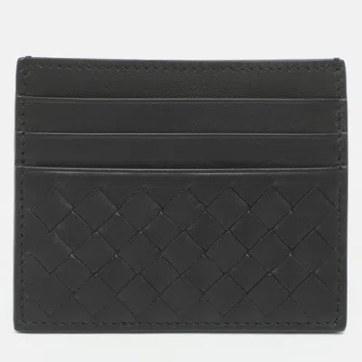 Pre-owned Bottega Veneta Intrecciato Black Leather Card Holder